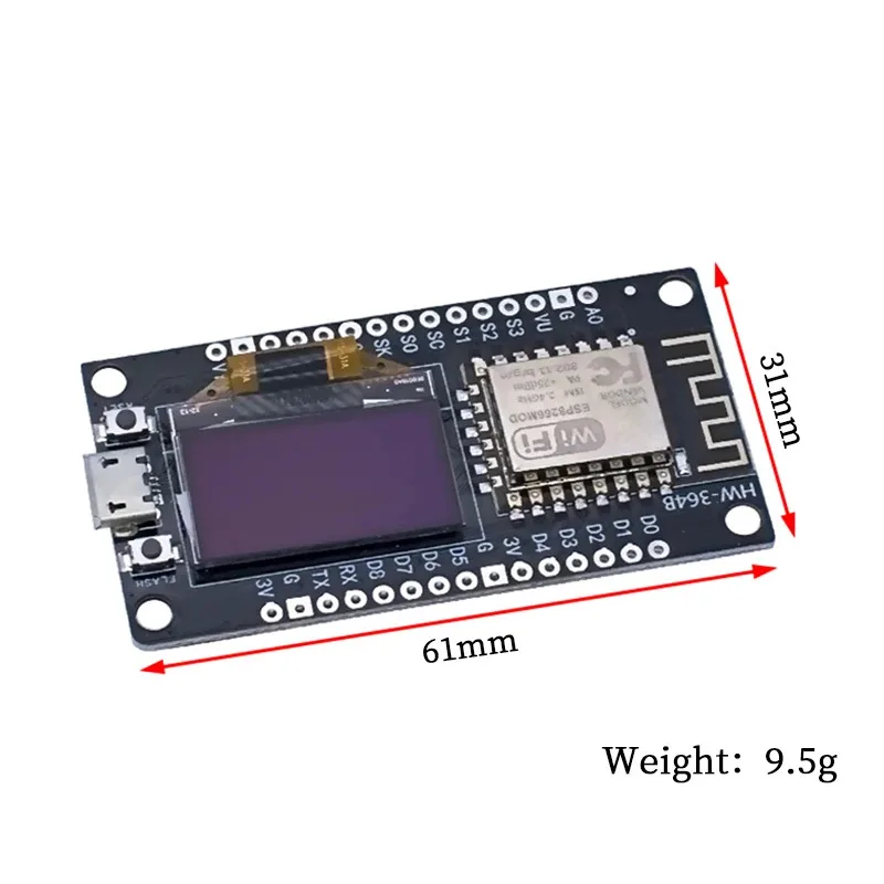 Фото Плата разработки NodeMCU ESP8266 V3 с 0,96-дюймовым OLED-дисплеем CH340 ESP-12F WiFi-модулем TYPE-C USB для Arduino/Micropython №2