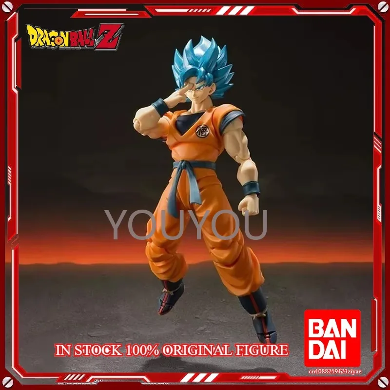 Фото В наличии Оригинальная фигурка Bandai Dragon Ball Z S.H.Figuarts Super Saiyan God Blue Son Gokou SHF Son Goku Blue 16 см №3