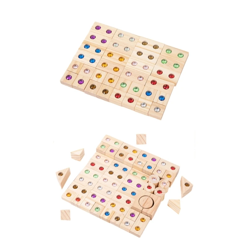 

Wooden Gem Building Set Fine Motor Skill Puzzle Blocks Kids Early Learning Toy