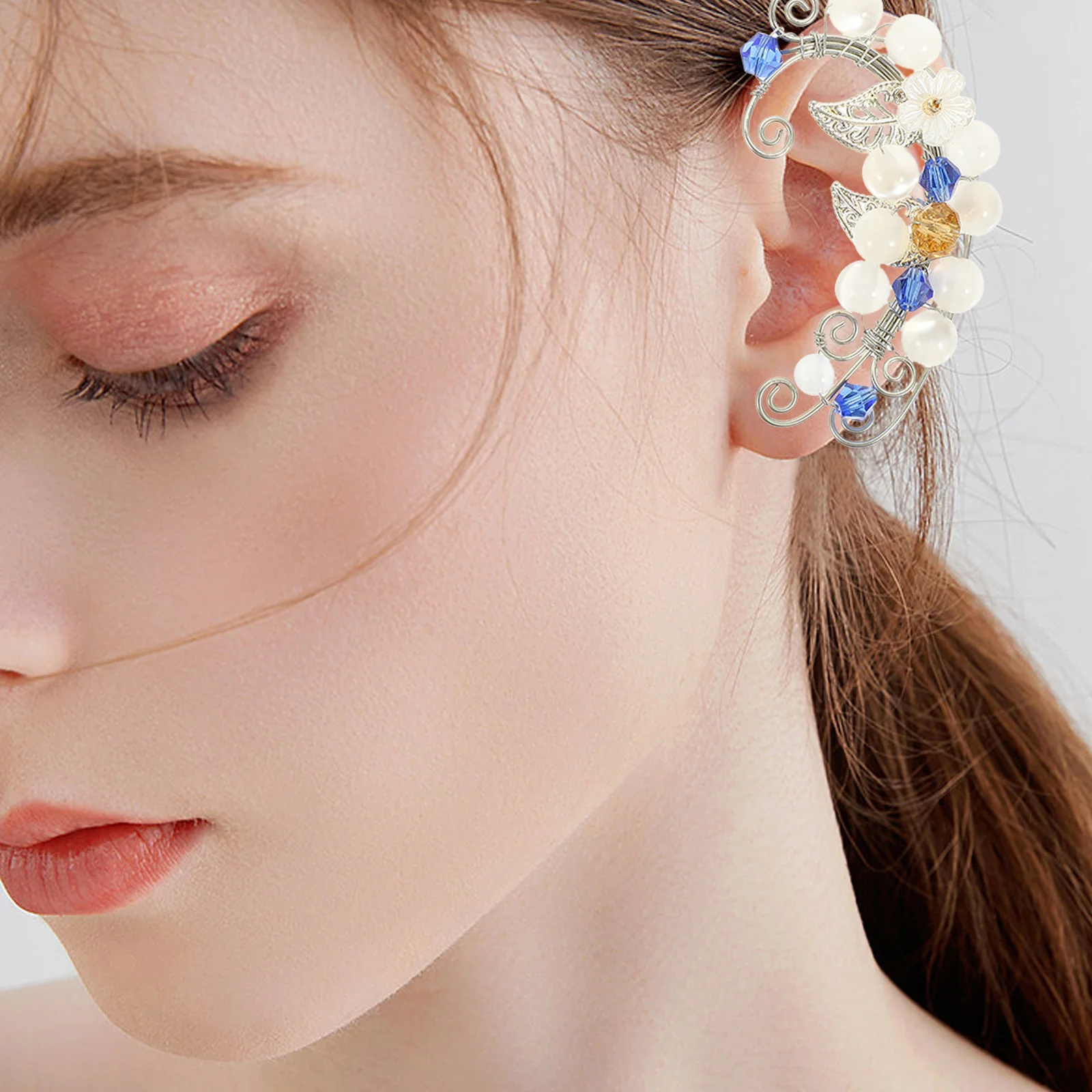 

1 Pair of Halloween Costume Ear Cuffs for Women Fantasy Costume Elf Ear Clip-on Charm