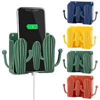 cactus mobile phone holder wall mounted tv air conditioner remote control holder storage box hole free rack bathroom hook