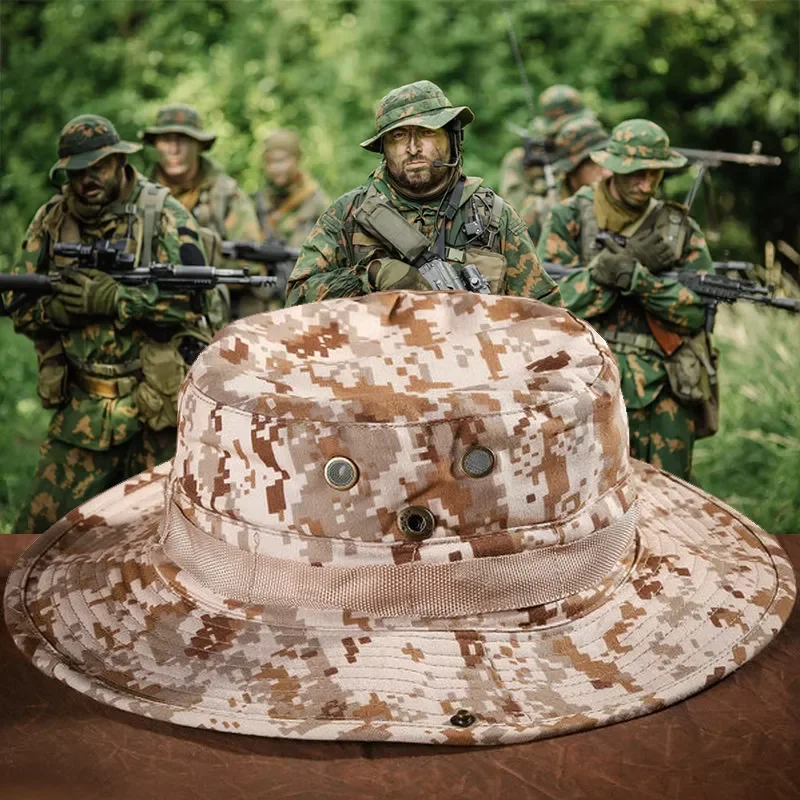 

New in Boonie Hat Military Camouflage Tactical Cap Bucket Hats Sports Hunting Outdoor Hiking Fishing Sun Protector Cap y2k hair