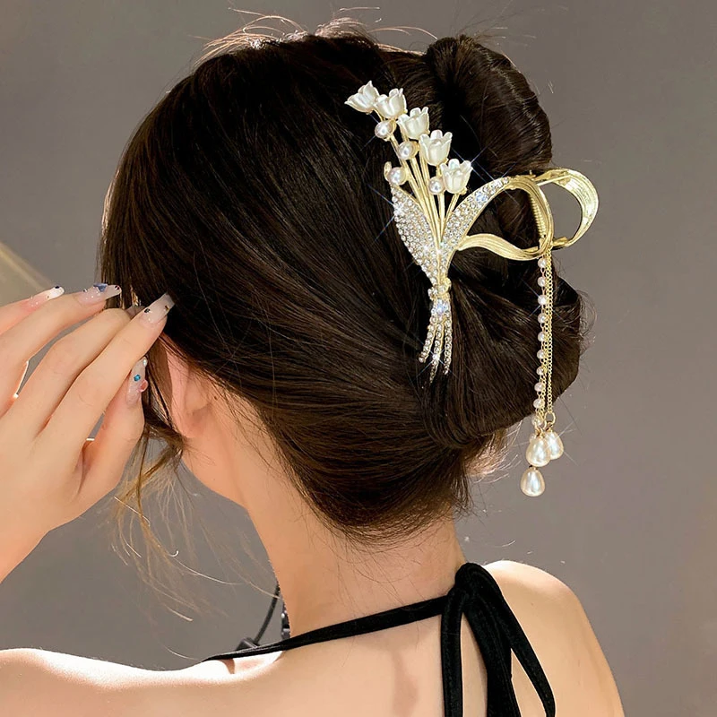 

Women Hair Claws Clips Hairstying Butterfly Pearl Headwear Flowers Jewelry Fashion Accessories