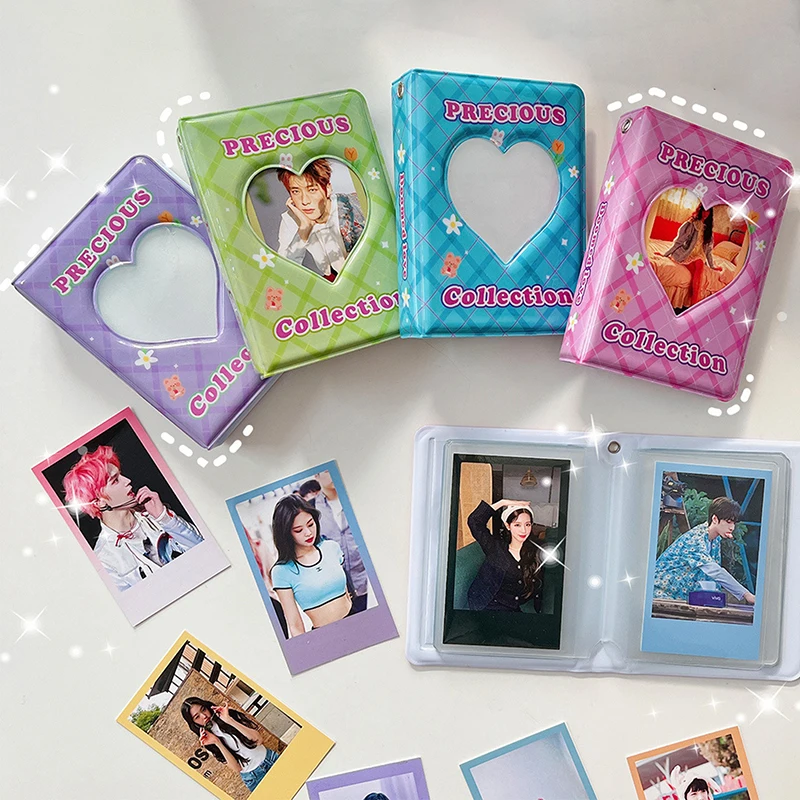 

Kawaii фотоальбом 3 дюйма Любовь Сердце полый Kpop папка для карт имя книга