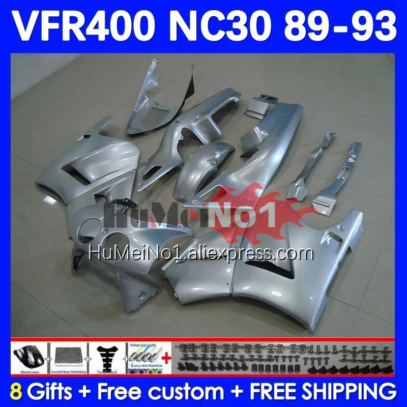 

VFR400R For HONDA VFR400 RVF VFR 400 R 400R NC30 89 90 91 92 93 151No.8 RVF400R 1989 1990 1991 1992 1993 glossy silvery Fairings