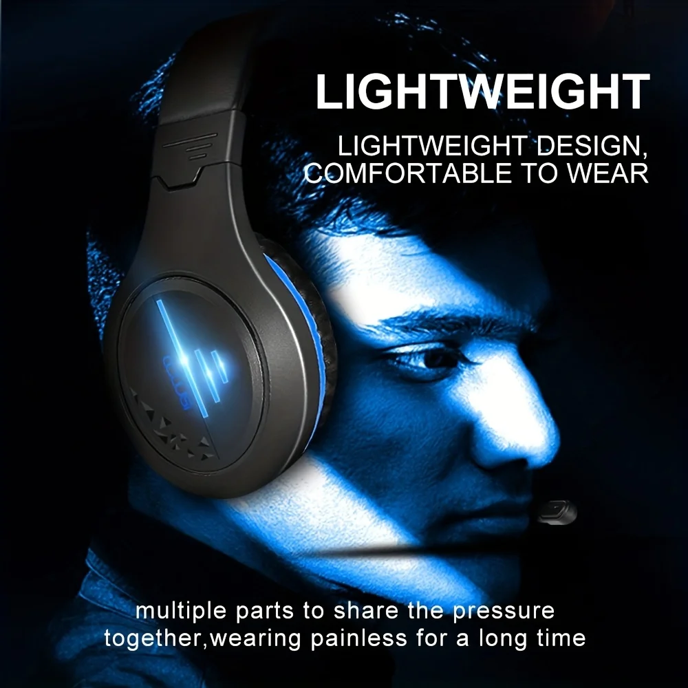 

COLUSI C100 Wired Gaming Headset With Noise Isolaing Mic,Blue LED Light,Over Ears Soft Menory Earmuffs,In- Line Volume Control