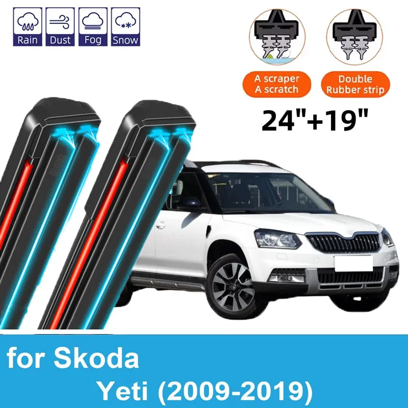 

2 шт. щетки стеклоочистителя автомобиля для Skoda Yeti 2009-2019 гг., лобовое стекло, двойные резиновые автомобильные аксессуары 2016 2017 2018 2019