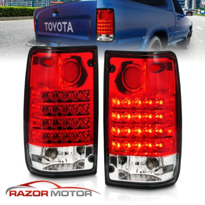 

1989-1995 Red Clear LED Tail Light Pair For Toyota Pickup Truck w/ Bulb Socket