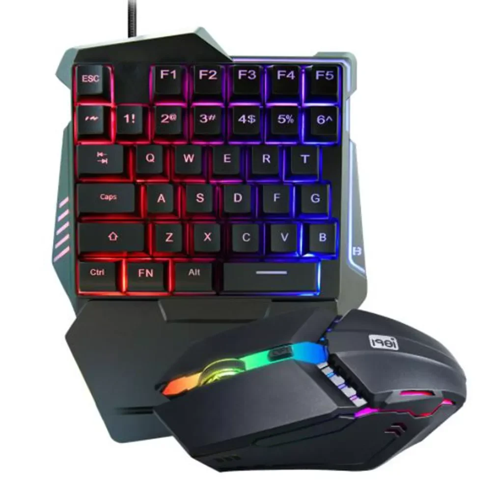 

for PC PS4 Gamer One-Handed Gaming Keyboard Mouse Set RGB Backlit Portable Mini Gaming Keypad Mouse Game Controller