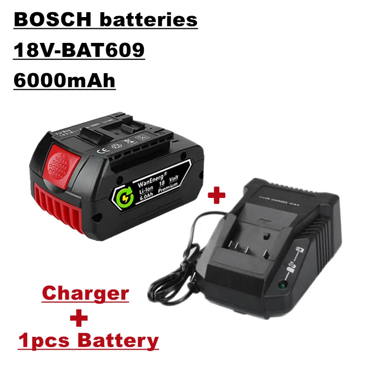 

Батарея для ручной дрели 18 в, батарея для электроинструмента, 6,0 Ач, подходит для bat609,bat609g,bat618,bat618g, bat614, 1 батарея + зарядное устройство для про...