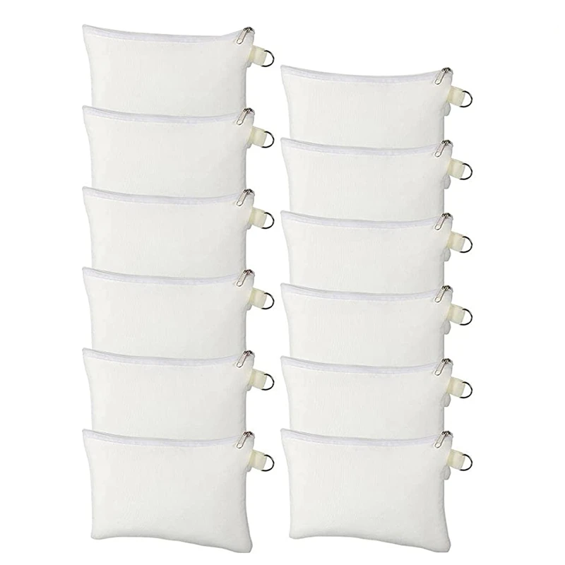 

Cosmetic Bags,Blanks Bags DIY Makeup Bags Toiletry Pouch Iron On Transfer Zipper Canvas Pencil Bag For School Travel DIY