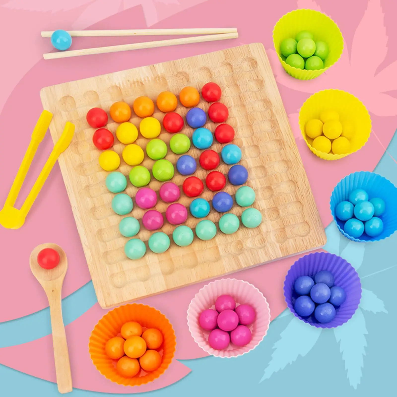 

Elimination Bead Clip Bead Fine Motor Training Board Montessori Educational Stacked Wooden Gifts Game Kids Classification C X7H1