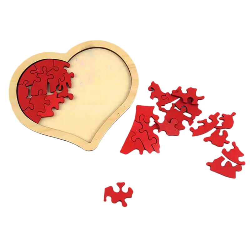 

Wood Love Heart Pattern Jigsaw Puzzle Set Jigsaw Puzzles Gift for Valentine's Day