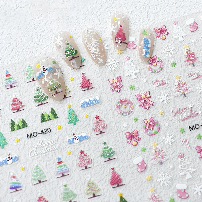 Золотая снежинка 3D наклейка для ногтей с бантом Снежный человек прекрасные