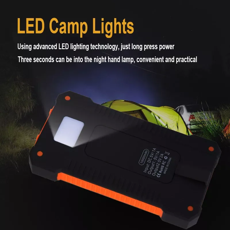 

PD15W Solar Bank Portable 30000mAh Charger Fast Charging Waterproof External Battery Flashlight Outdoor