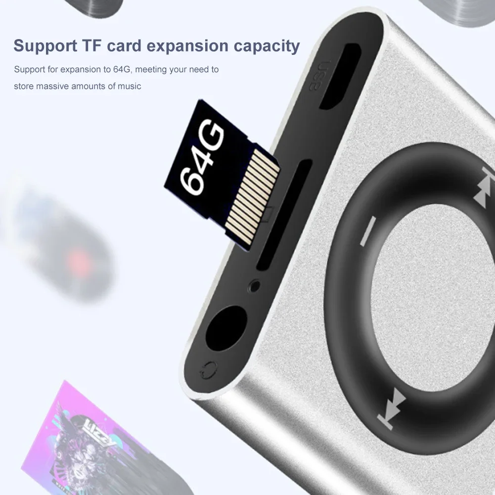 Мини-MP3-плеер 64 ГБ С Металлическим Зажимом Перезаряжаемая Батарея Емкостью 180 мАч