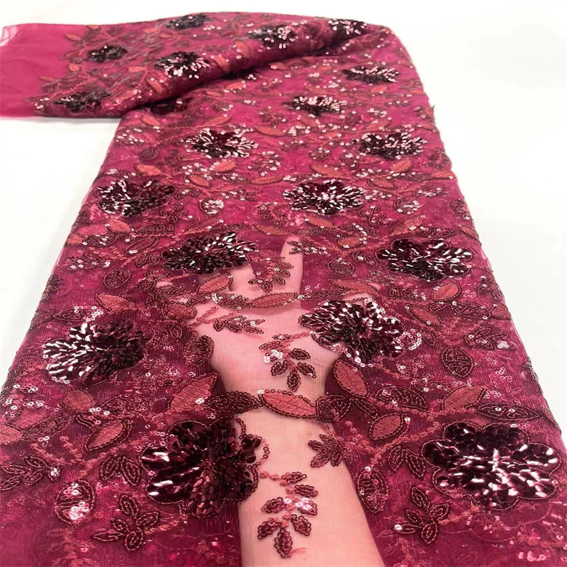 

2023 новейшая африканская кружевная ткань 2,5 ярдов Высокое качество французская Сетка Тюль Вышивка 3D блестки Сетка кружево для шитья свадебного платья