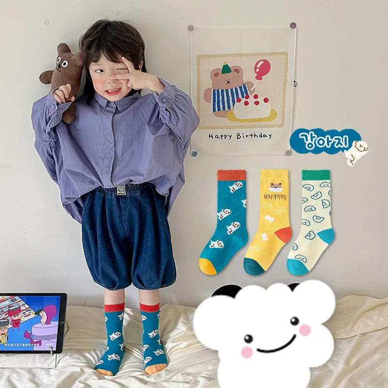 

3 пары/комплект, Детские хлопковые носки, на Возраст 3-12 лет