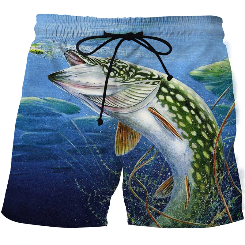 New European And American Men's Beach Pants 3D Printed Fishing Fashion Harajuku Leisure Sports Swimming Shorts