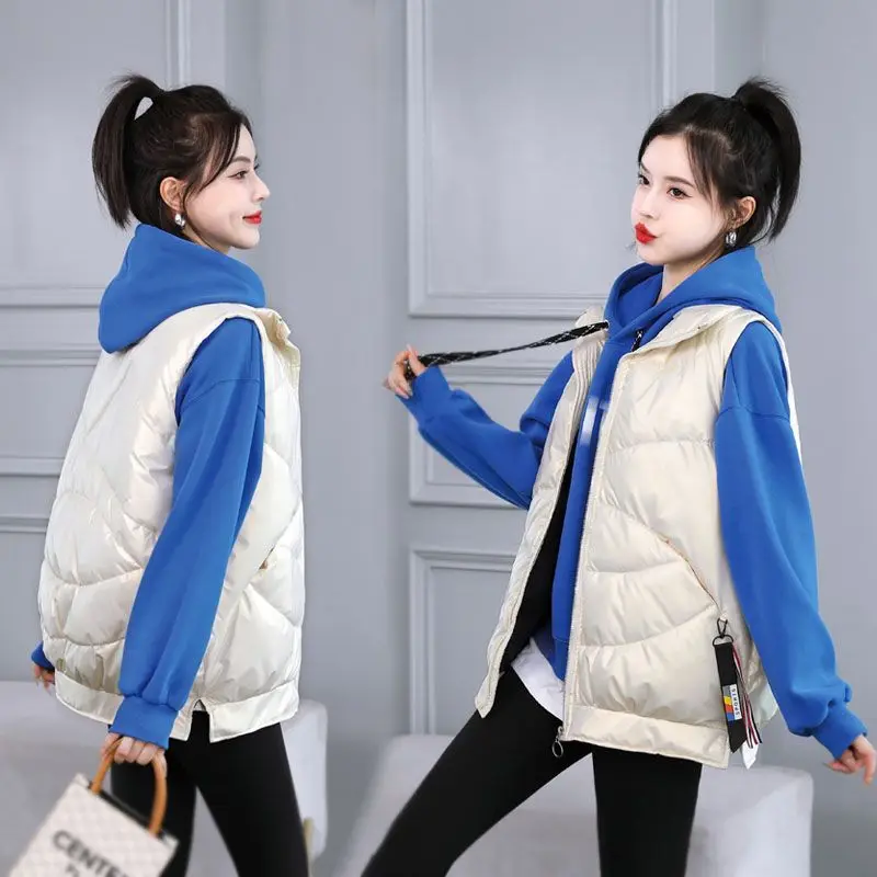 

Women's Loose Fashion Trend Versatile Vest Female Coat 2023 =Korean Student Autumn Winter Down Cotton sleeveless Waistcoat Q369