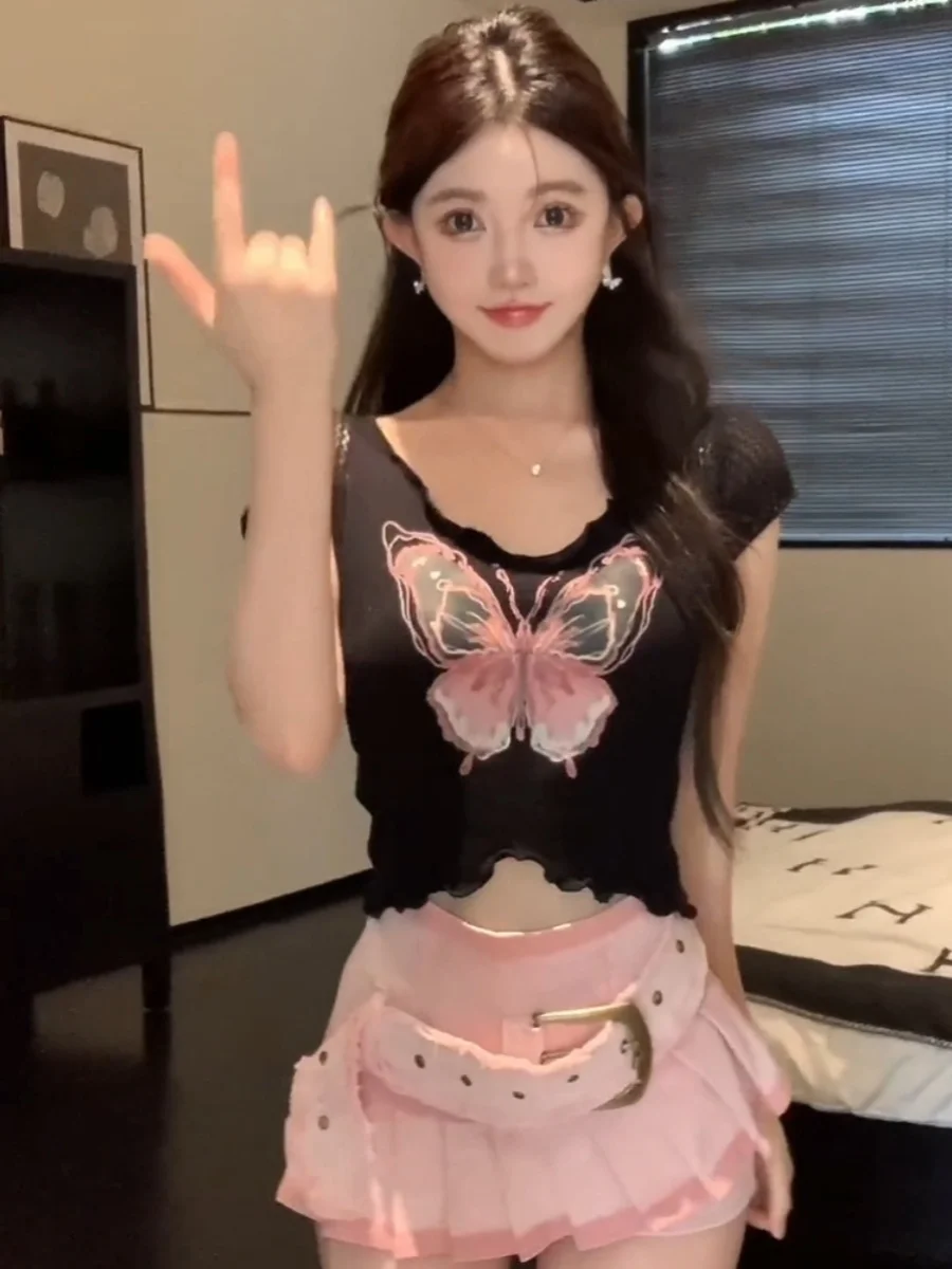 Летняя сладкая и пряная дофаминская футболка больших размеров с деревянными