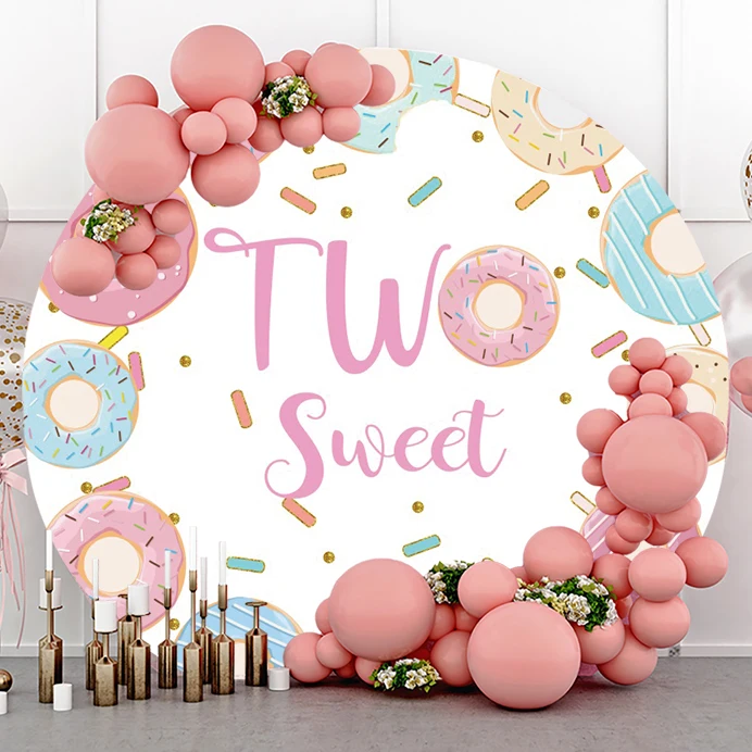 

Пользовательские круглые фоны в виде пончика для милой девочки на день рождения детский душ Шоколадный Розовый фон для фотосъемки реквизит...