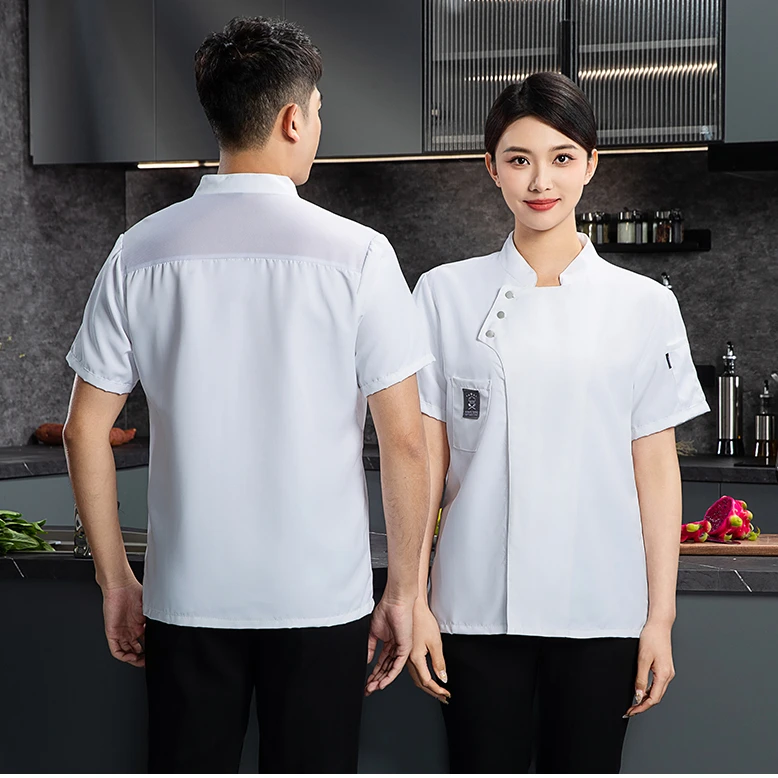 Мужская куртка шеф-повара Черная форма жакет с коротким рукавом фартук рабочая