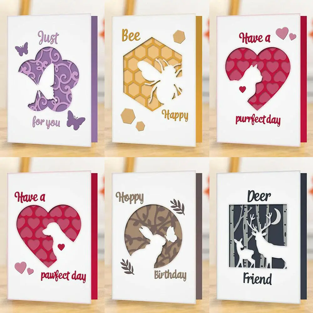 

Animals Cat Dog Bee Butterfly Frame 2022 New Hot Selling Metal Craft Cutting Dies Stencils Scrapbooking Album Decorative