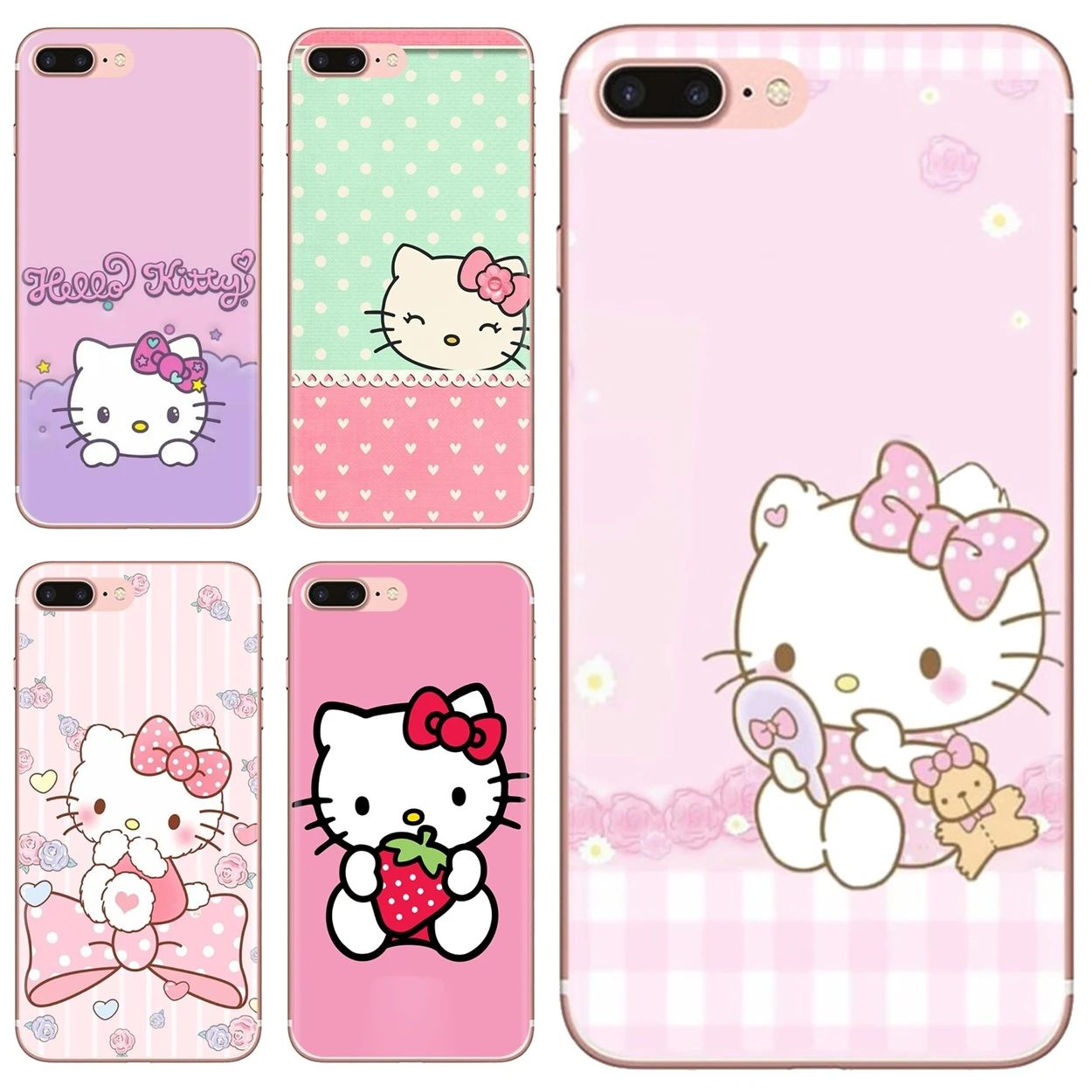 Красивый прозрачный чехол из ТПУ с Hello Kitty для Samsung Galaxy Note 3 4 5 8 9 S3 S4 S5 Mini S6 S7 Edge S8 S9 S10