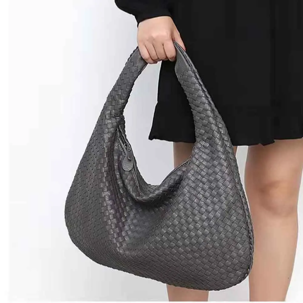 

Motingsome Fashion Half Moon Woman Tote Luxury Designer Bags Woven Soft PU Leather Knited Tote Bag Underarm Dumpling Daily Bags