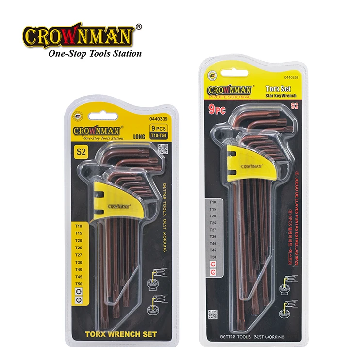 CROWNMAN Professional S2 Набор ключей Trox из 9 предметов L и дополнительный шестигранный ключ