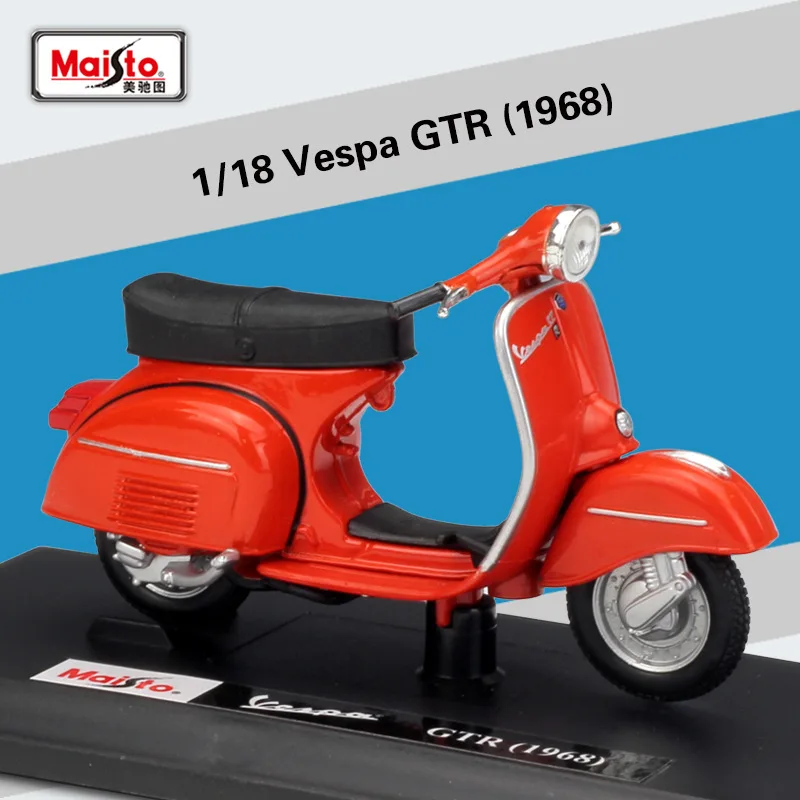 

Maisto 1:18 1968 Vespa GTR Scooter Motorcycle High Simulation Alloy Retro Motorcycle Metal Toy Car kids Toy Gift Collection B800