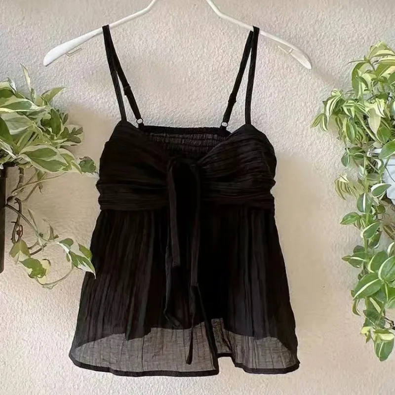 Новый дизайн однотонная майка шикарный винтажный пикантный весенне-летний топ с