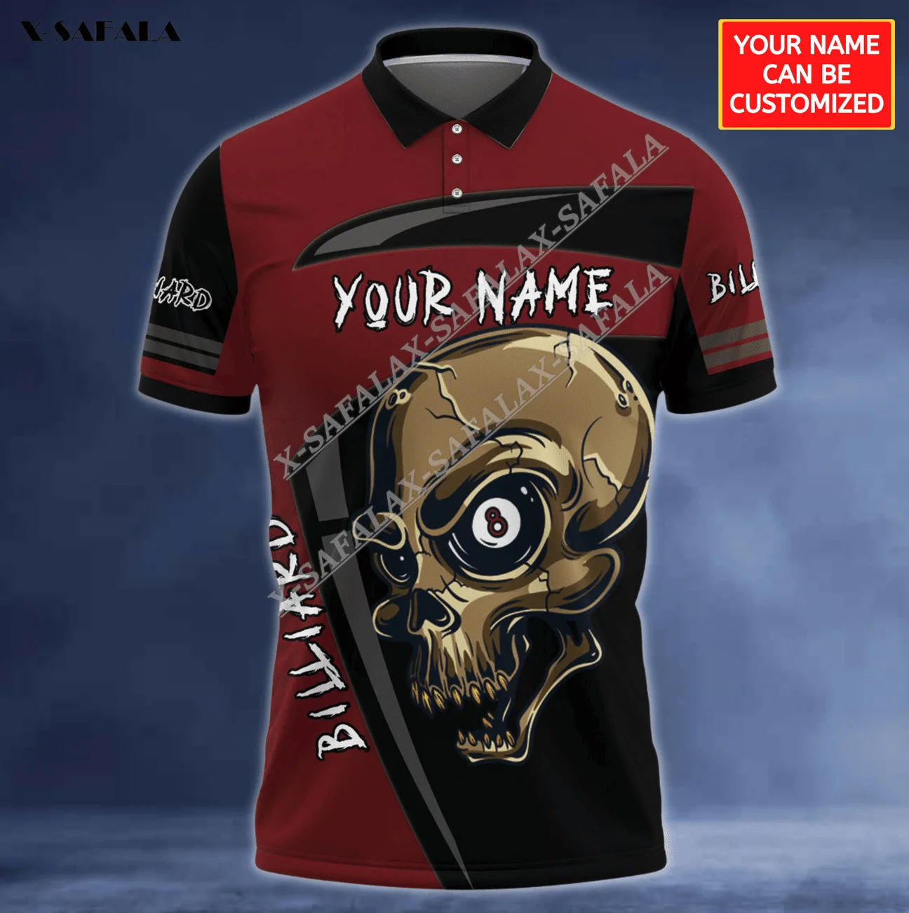 

Billiard Ball Game Skull Custom 3D Print Ventilation Polo Shirt Men and Women Collar Short Sleeve StreetWear Summer Jerseys