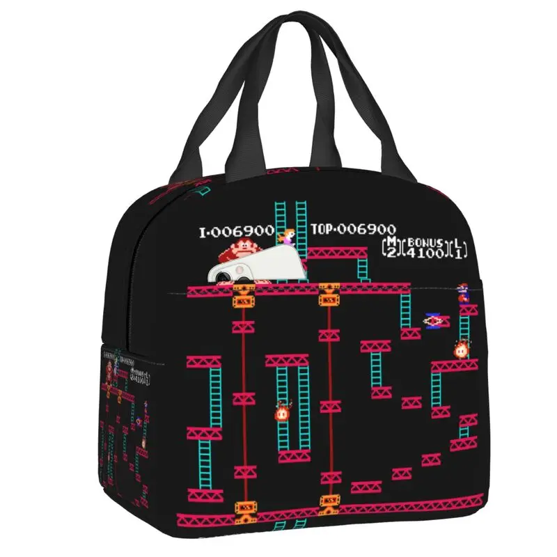 

Donkey Kong Digital Insulated Lunch Bags for Outdoor Picnic Video Game Resuable Thermal Cooler Bento Box Women Kids
