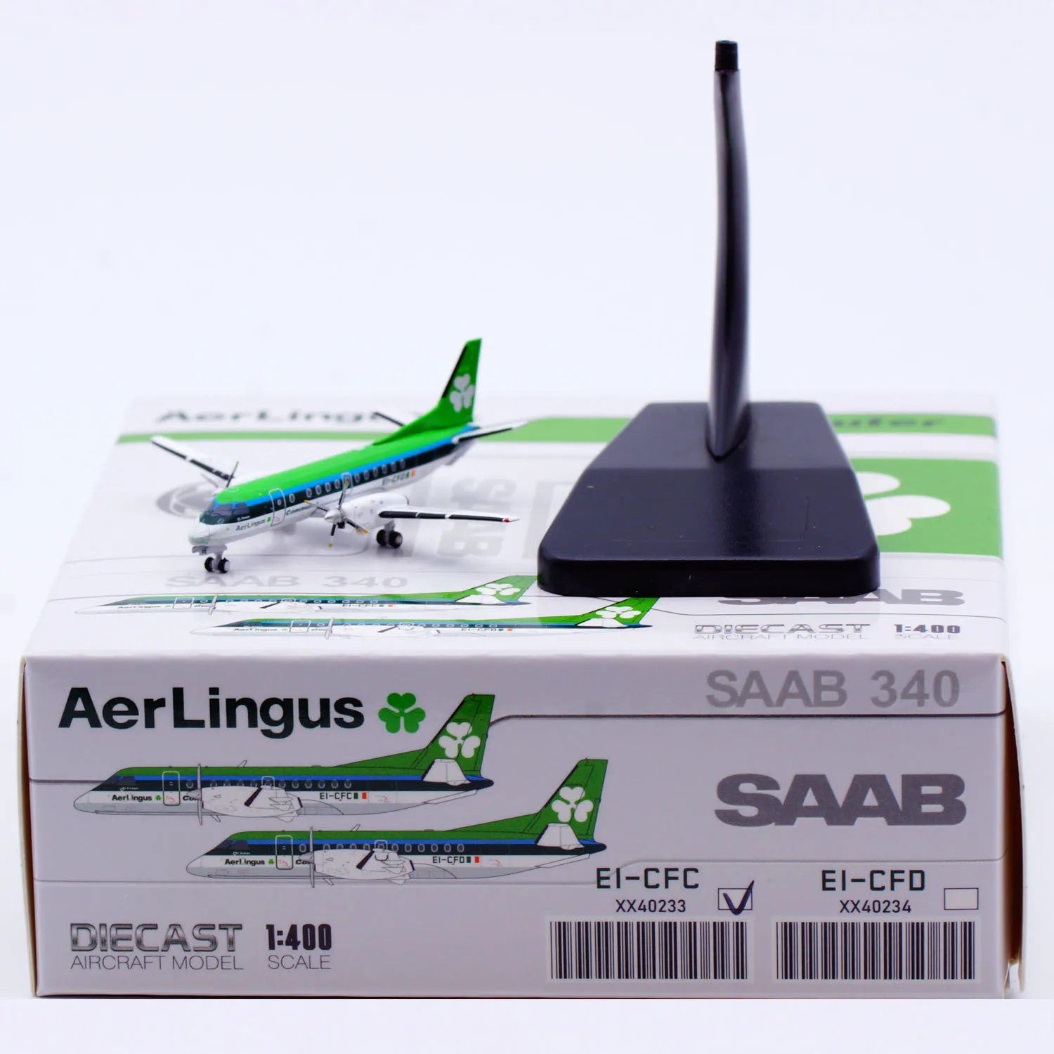 Фото Коллекционная модель самолета из сплава XX40233 JC Wings 1:400 Aer Lingus Commuter Saab 340B, литая под давлением, с подставкой, EI-CFC №1