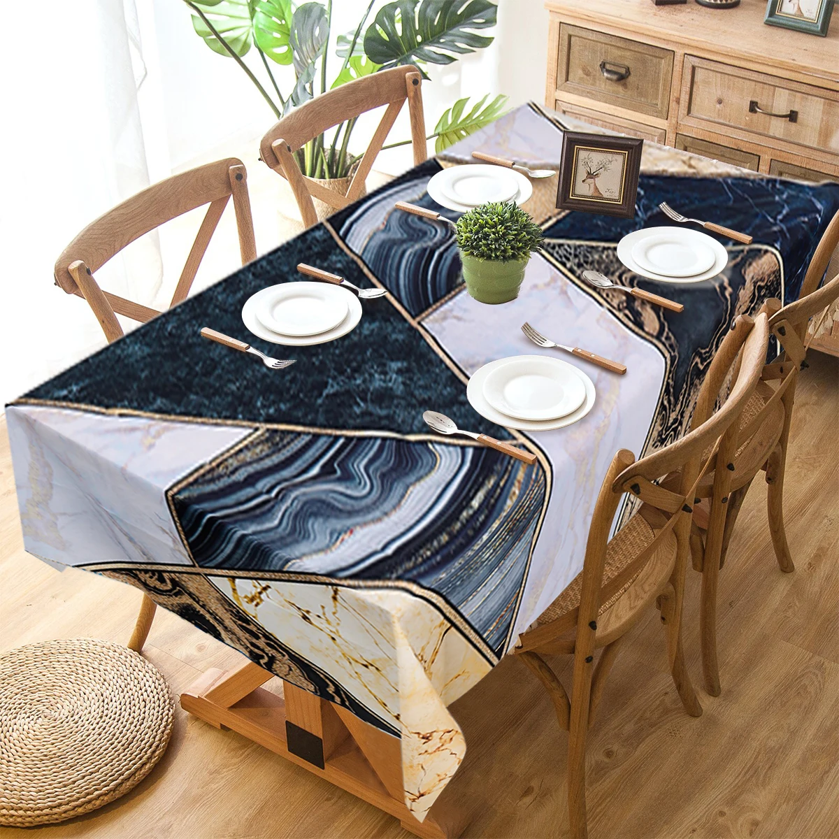 Мраморная Текстура Дорожка Для Стола Из Искусственной Кожи Золотой Черный