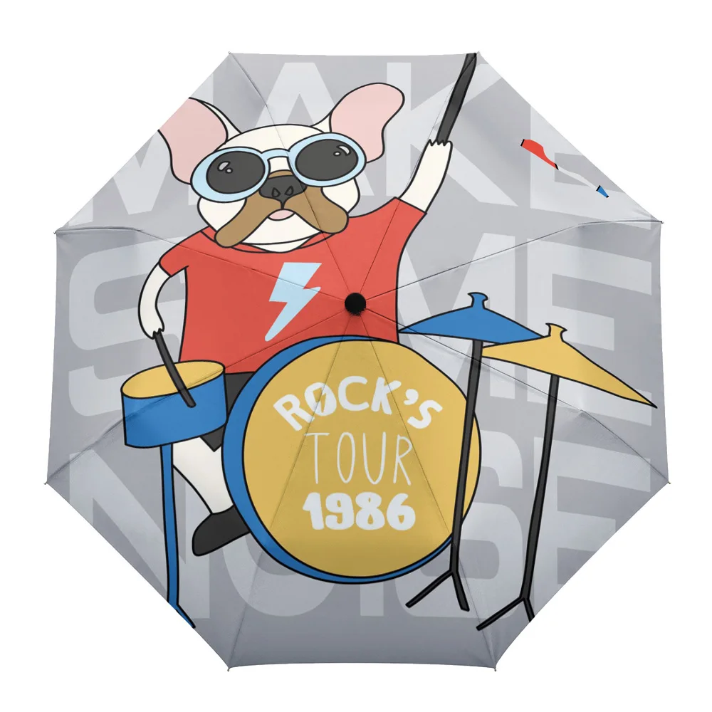 

Musical Instrument Dog Windproof Umbrellas Travel Folding Umbrella for Female Male Eight Bone Automatic Printed Parasol