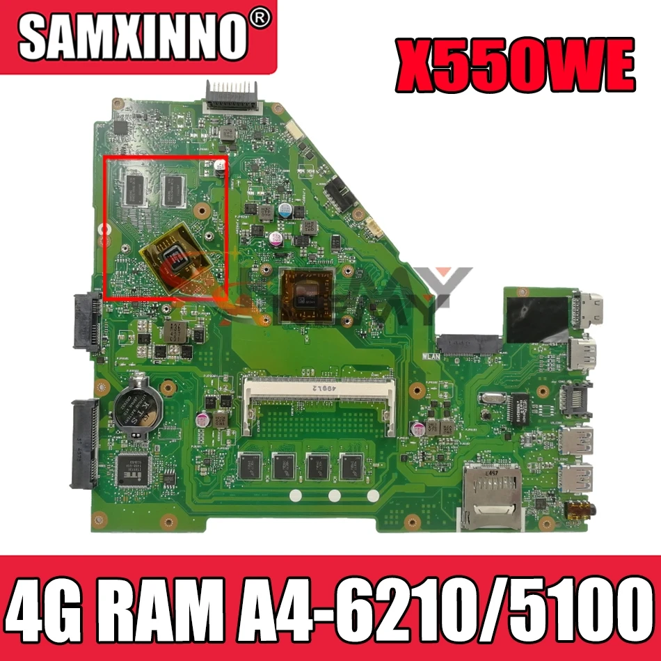 

Материнская плата Akemy X550WE для ноутбука Asus X550WAK X550WE X550W, протестированная оригинальная материнская плата 4 Гб ОЗУ