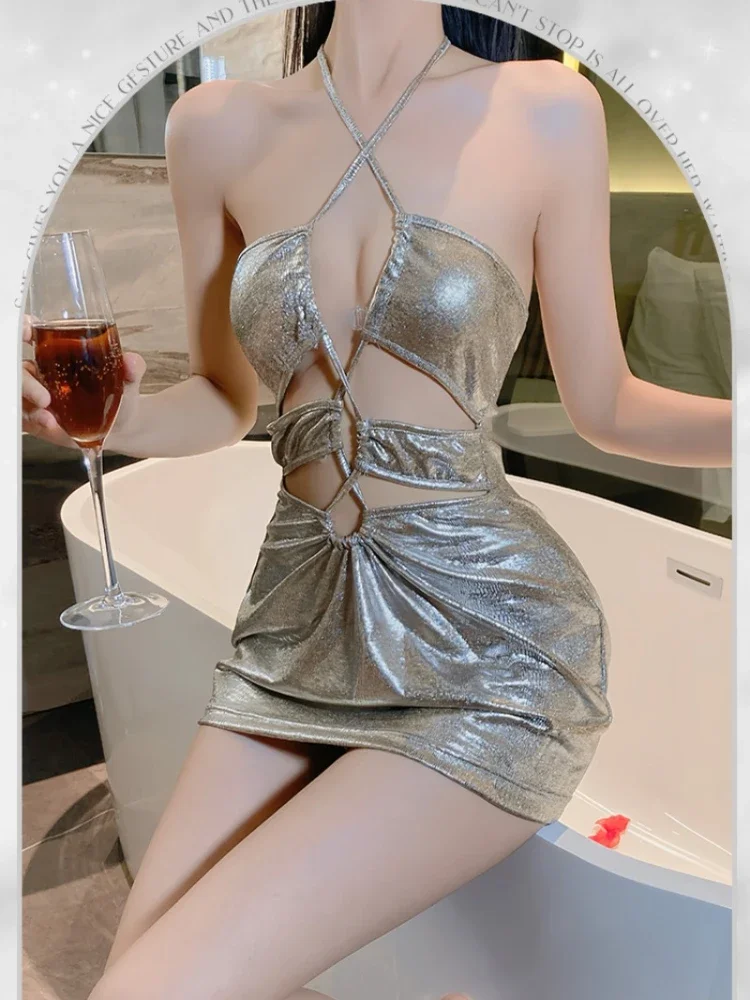 Хит продаж облегающее мини-платье с лямкой на шее для девушек соблазнительное