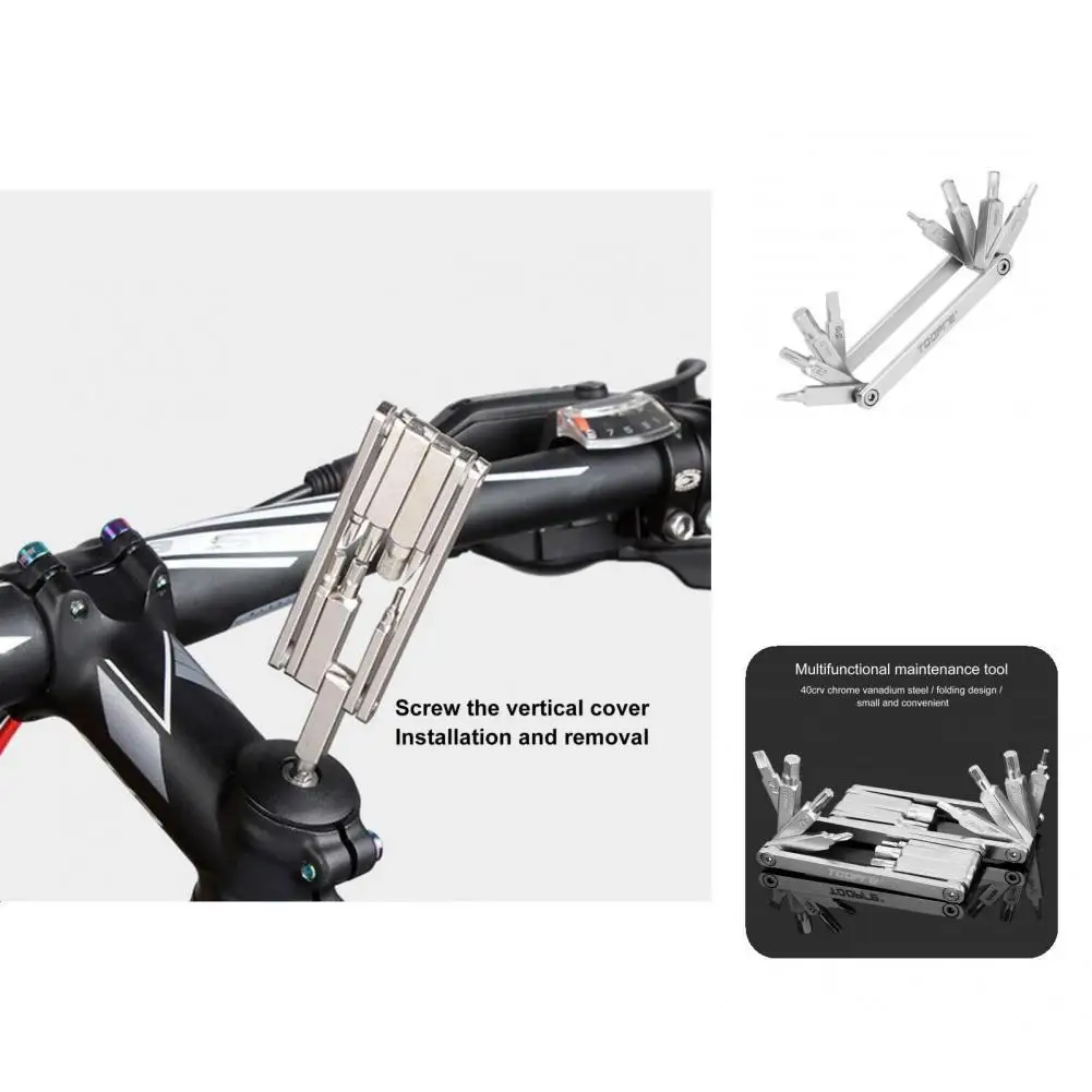 

Многофункциональный инструмент для ремонта, сильный многофункциональный инструмент для горного велосипеда серебристого цвета, восемь в о...