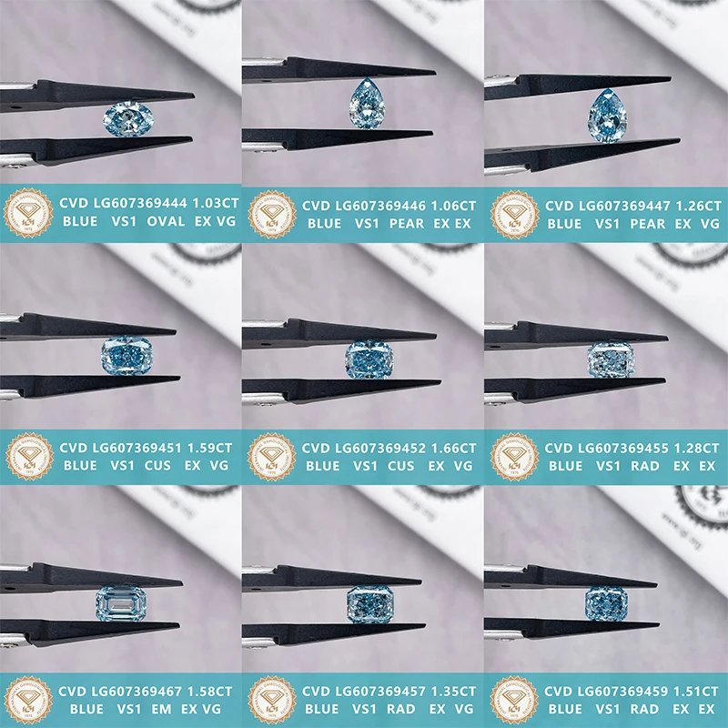 Распродажа высококачественных свободных бриллиантов CVD Blue Lab-Grown Diamond необычной