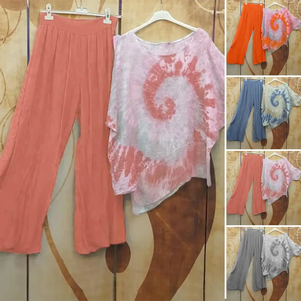 

Loose Print Wide Leg Tops Pants Set Lady Clothing Women Tops Pants Set Loose Print Wide Leg Tops Pants Set Lady Clothing