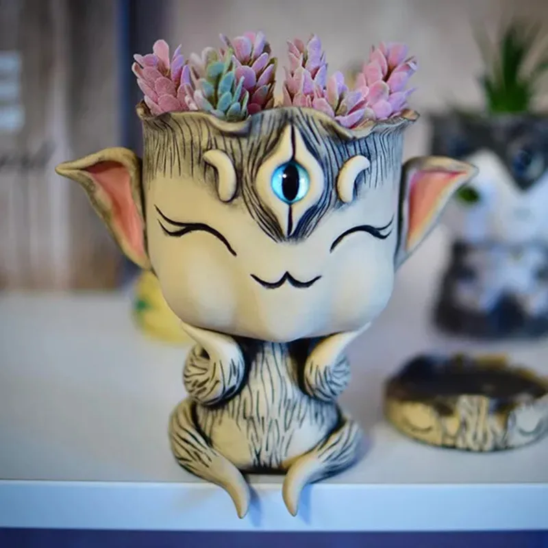 

New Alien Flowerpot Statue Creative Resin Ornament Flower Pot Home Garden Decorative Office Party Ornament Christmas Gift
