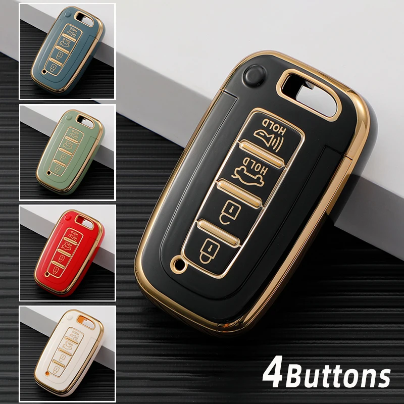 

Чехол для автомобильного ключа с 3/4 кнопками для Kia Hyundai EQUUS Optima K5 Forte Opirus Rohens Ix35 SOUL SORENTO mohas Borrego