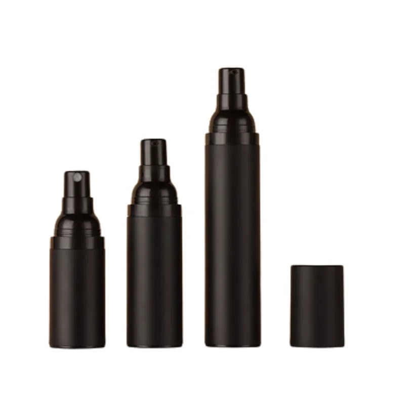 

Black Plastic Airless Bottle 15ML 30ML 50ML Empty Cosmetic Spray Lotion Press Pump Portable Packaging Bottles 25pcs