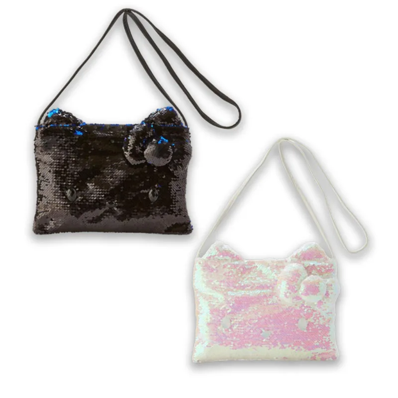 

Sanrioed Kawaii Anime Kittys Sequins Pu Leather Messenger Bag Travel Bag Girlfriends Trend Birthday Present Christmas Gift