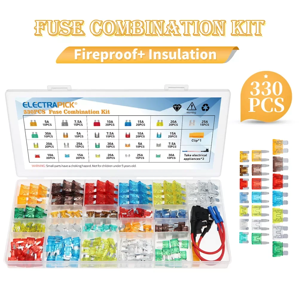 

330pcs 5/7/10/15/20/25/30A Fuse Car Blade Fuse Assortment Assorted Kit Mini Small Size Zinc Alloy Blade Auto Truck Fuse