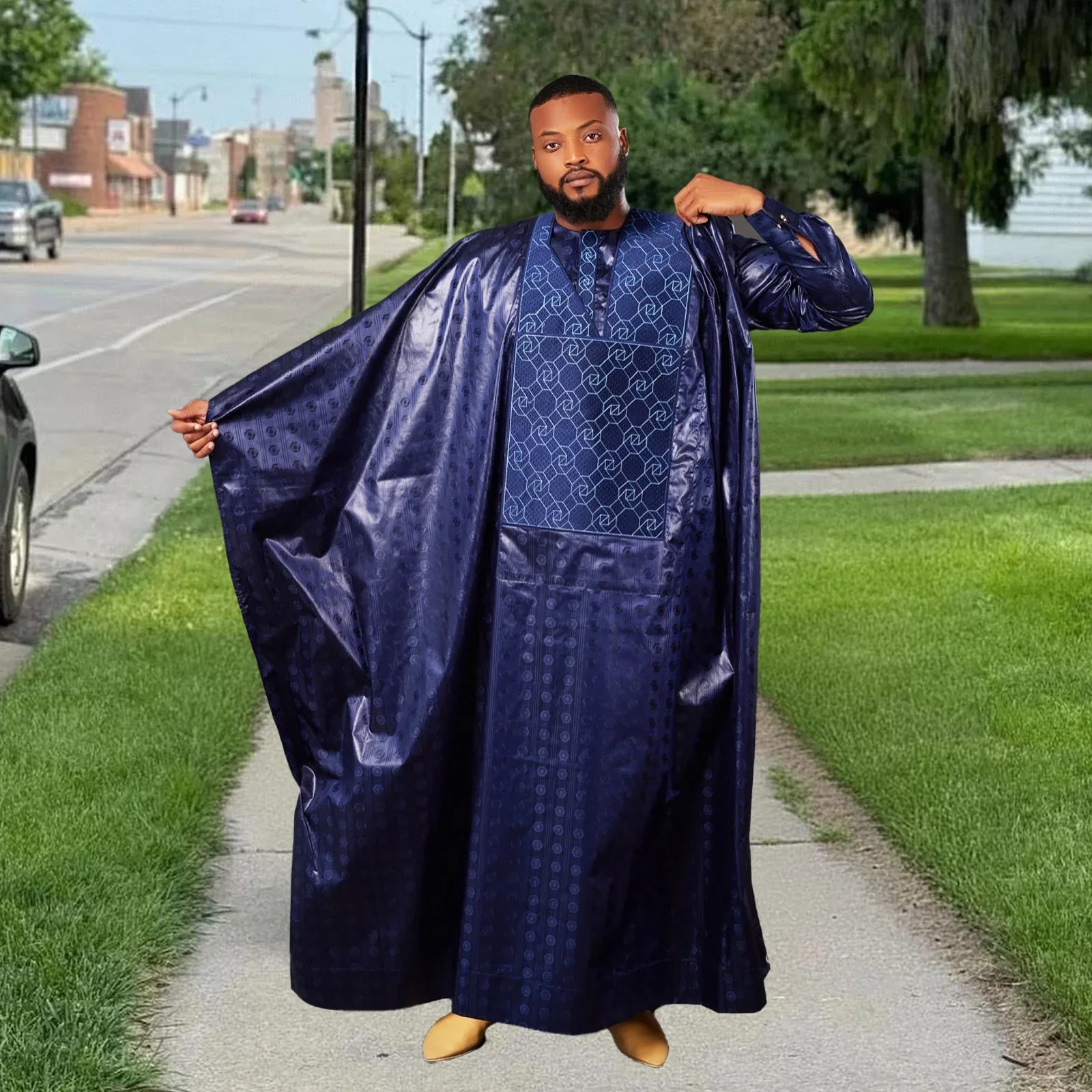 Африканская одежда для мужчин Bazin богатая вышивка дизайн Топ с длинным рукавом