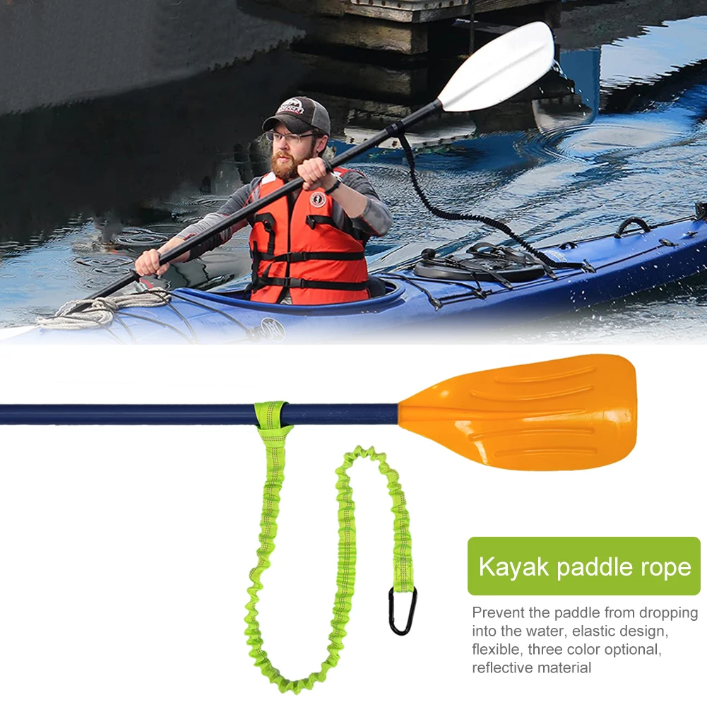 

Elastic Canoe Paddle Leash Adjustable Portable Fishing Rod Coiled Lanyard with Hook Rowing Boat Accessories Stretchable